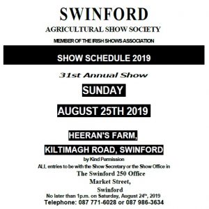 2019 Swinford agricultural show schedule cover