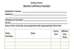 Swinford Agricultural Show entry form