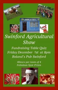 Swinford Agricultural Show fundraising table quiz on Friday the 1st of December
